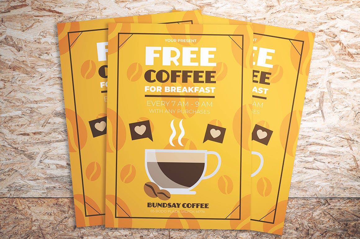 咖啡店促销活动传单海报设计模板 Coffee Promotion Flyer插图(2)