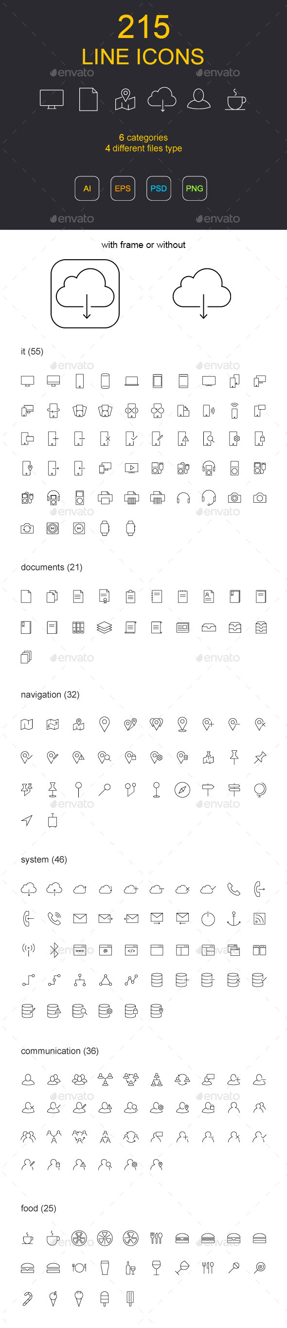 线框图标素材包215 Line Icons Psd Eps Ai Jpg Amp 038 Png 16图库素材网