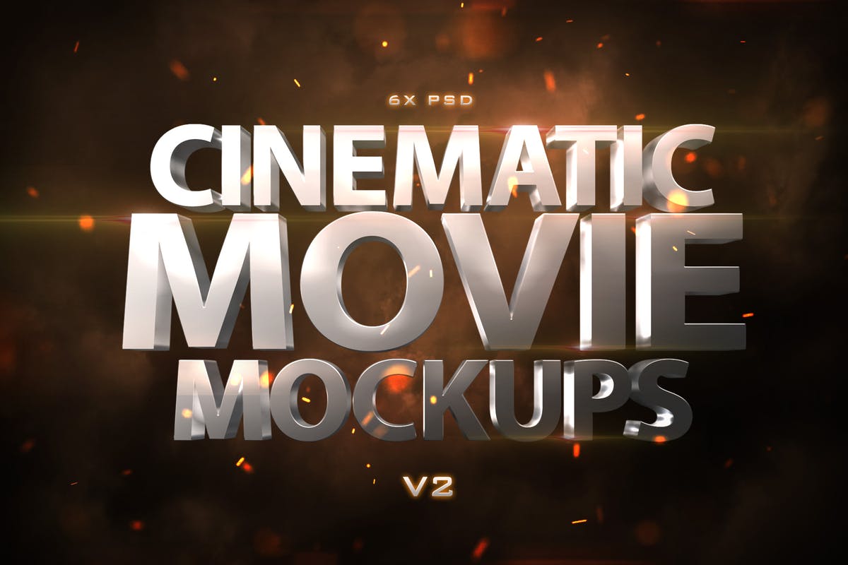 电影3D动画特效标题文字特效PS字体样式v2 Cinematic 3D Movie Mockups V2插图