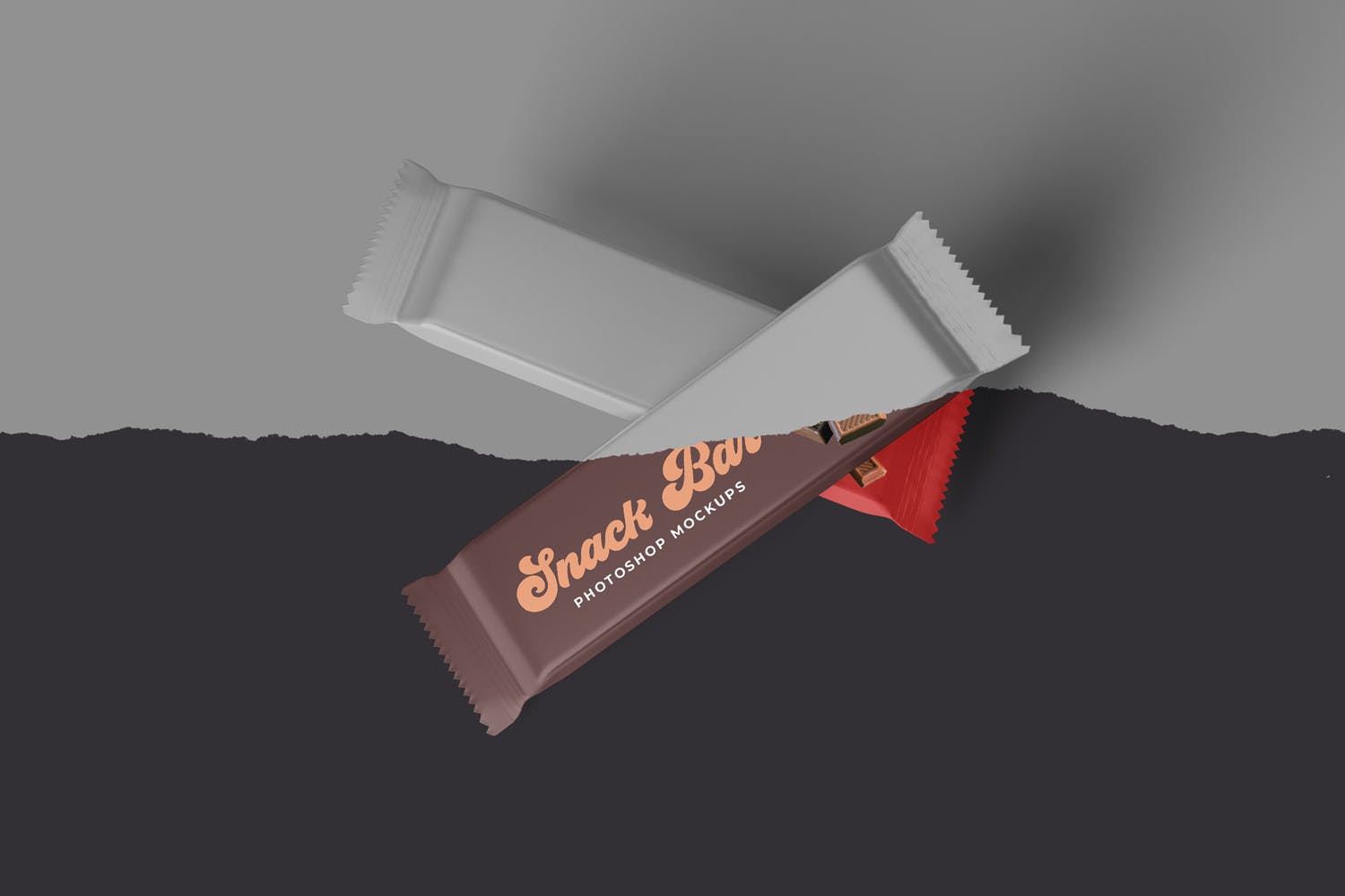 巧克力条包装袋设计图样机模板 Snack Bar Packaging Mockups插图(3)