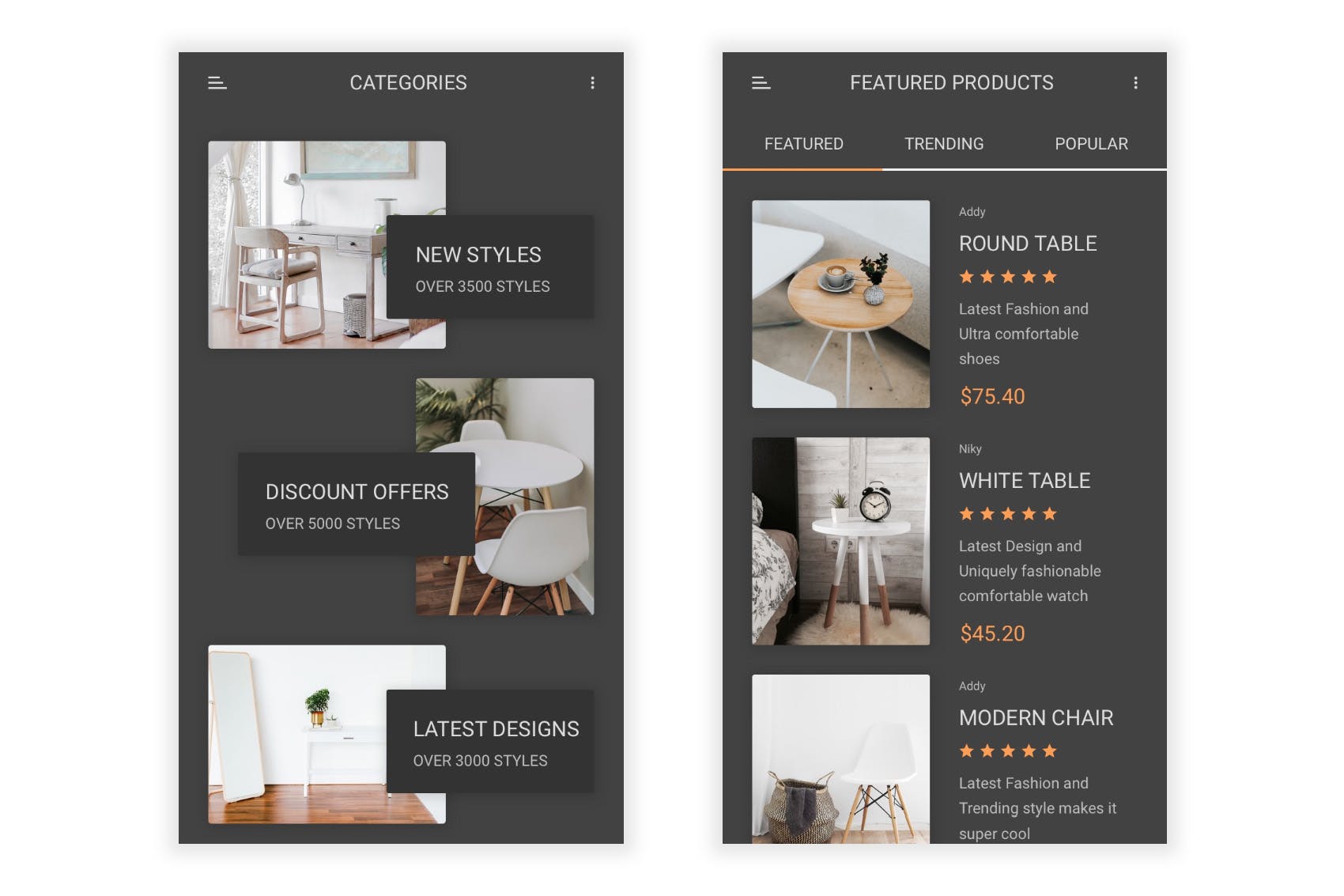 家具网上商城APP应用UI设计PSD模板 Sajja – Furniture Store & Ecommerce for Photoshop插图(5)