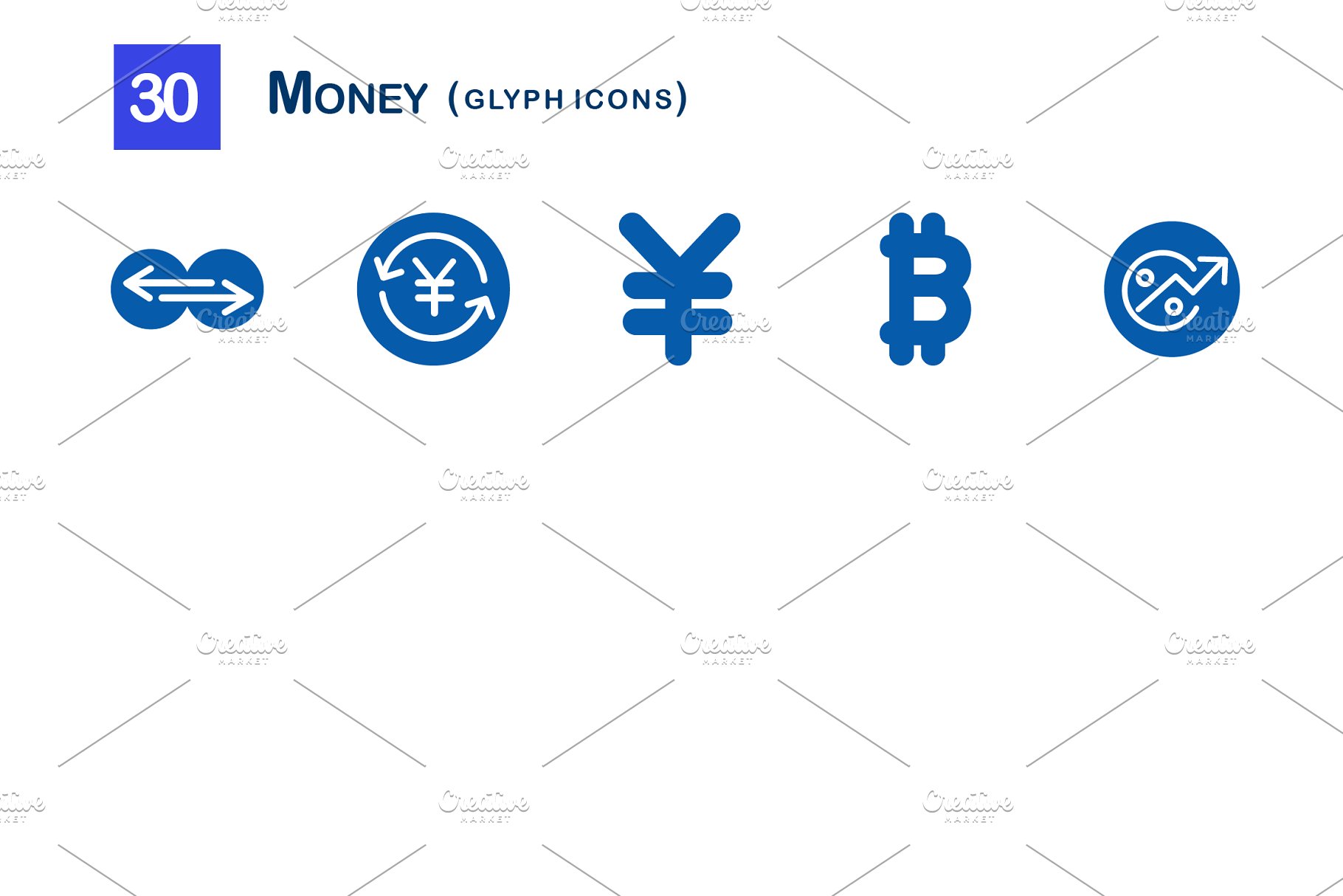 30枚投资金融网站APP字体图标  30 Money Glyph Icons插图(2)