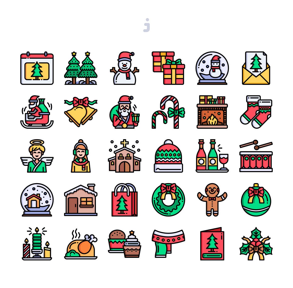 30枚圣诞日主题矢量图标 30 Christmas Day Icons插图(1)
