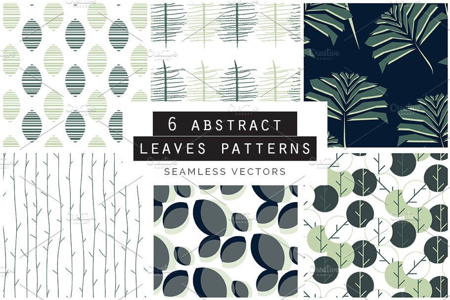 各种不同类型树叶无缝图案纹理 Leaves Seamless Patterns Collection插图(4)