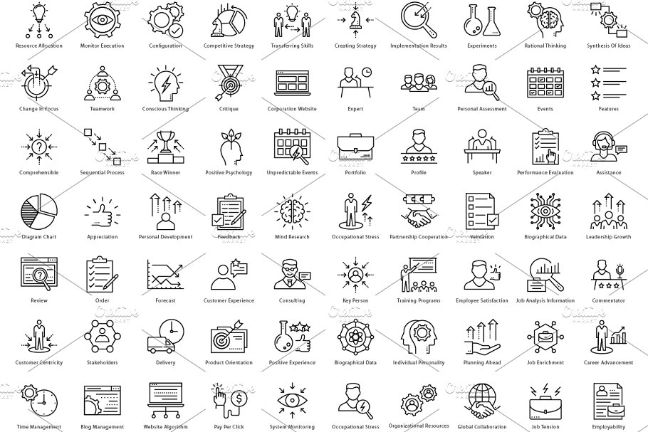 1270枚企业商务主题线条图标 1270 Business Line Icons插图(5)