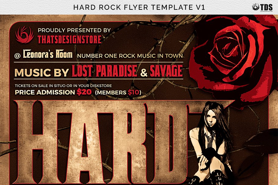 重金属摇滚音乐派对活动海报PSD模板V1 Hard Rock Flyer PSD V1插图(6)
