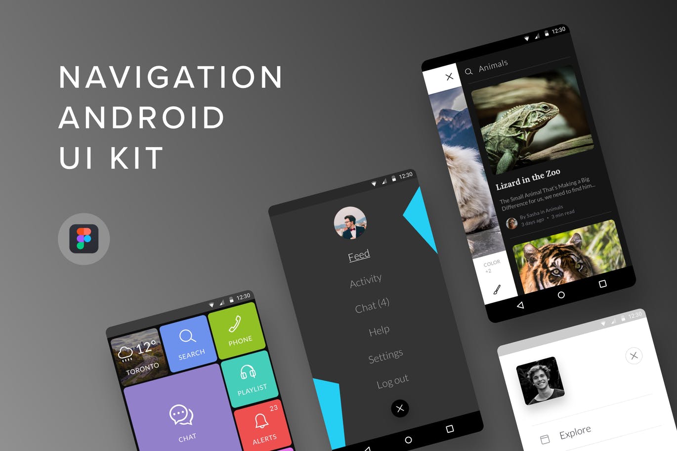 Android平台APP应用导航菜单设计Figma模板 Navigation Android UI Kit (Figma)插图