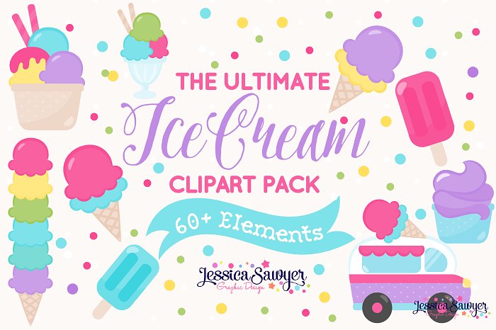 手绘风格冰淇淋矢量素材 The Ultimate Ice Cream Clipart Pack插图