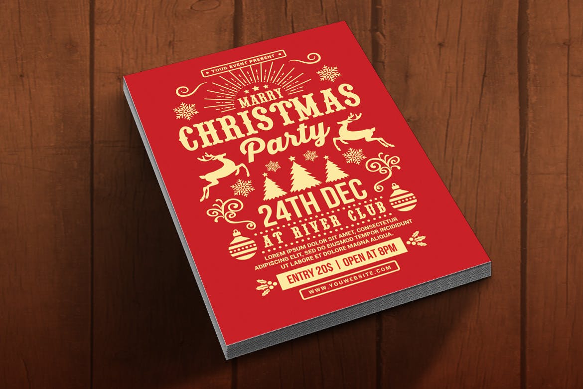 2019年圣诞节活动派对海报传单设计模板 Christmas Party Flyer插图(2)