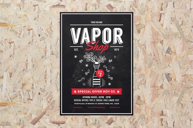 电子烟配件烟油促销活动海报模板 Vape Shop Flyer Menu插图(1)