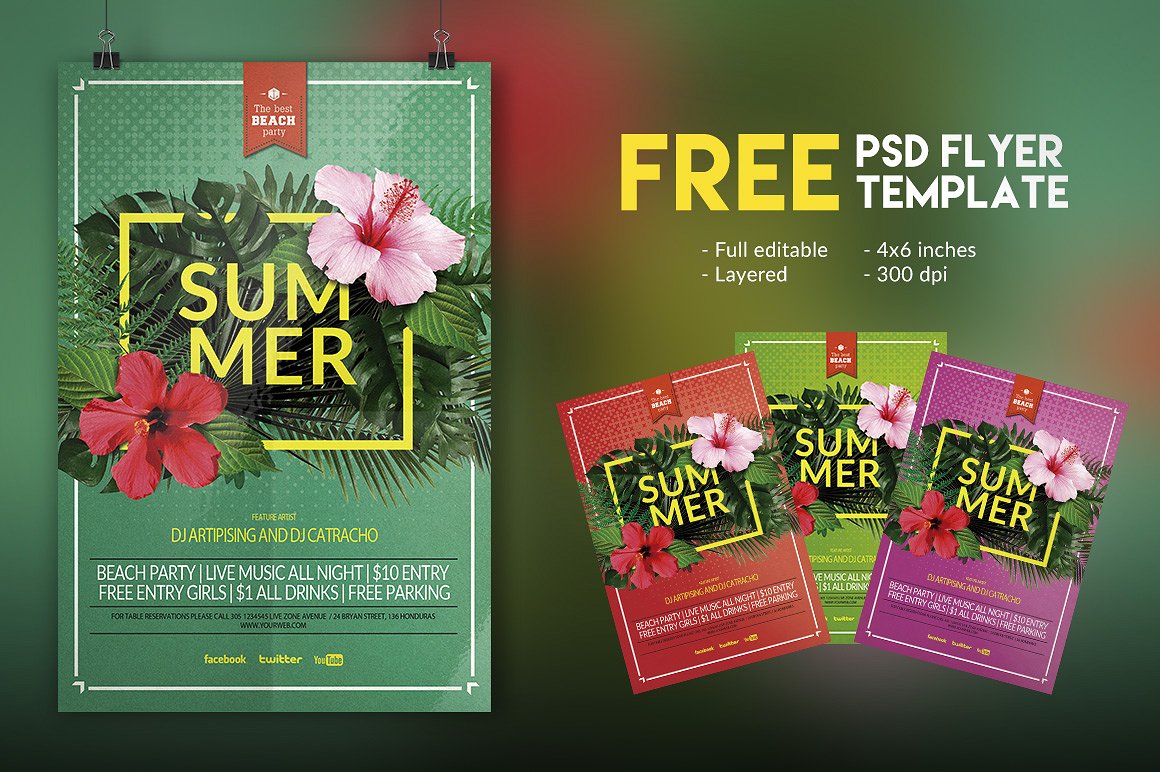 16设计素材网下午茶：夏季鲜花主题的PPT&海报模版套装下载[PPTX,PSD]插图(1)