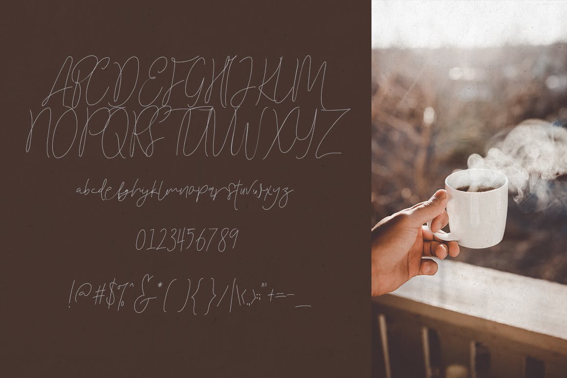 创意装饰设计/无衬线字体/连笔书法钢笔字体三合一 Toast Bread Coffee Typeface插图(4)