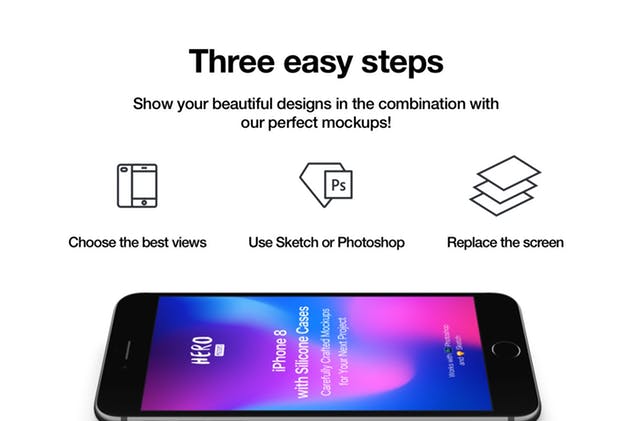 APP UI设计展示iPhone 8样机模板 HERO Phone 8 Mockups插图(4)