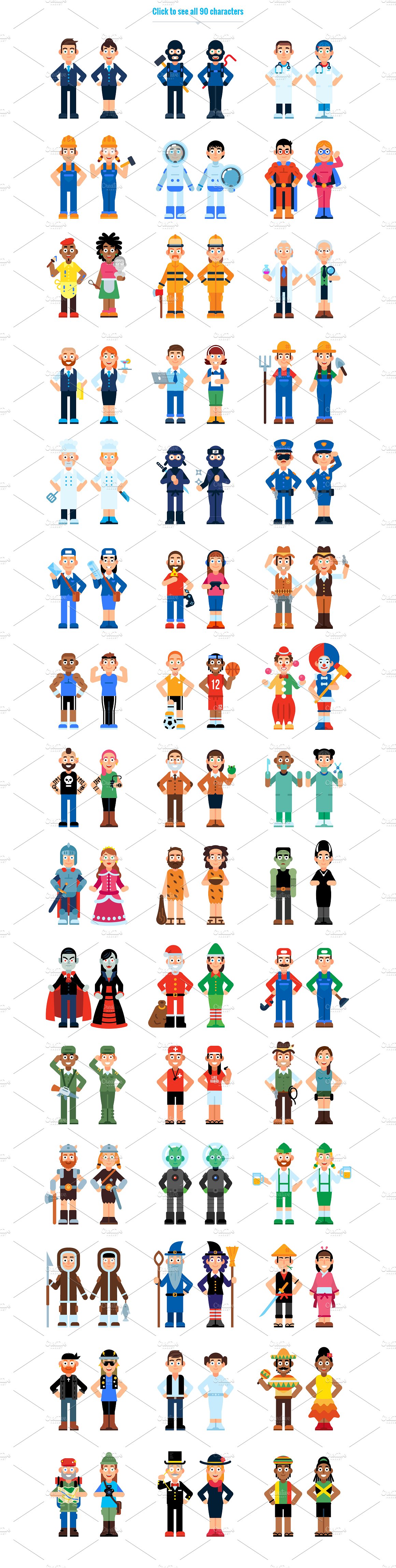 90种不同类型的卡通人物形象图标 90 Miscellaneous Avatar Characters插图(1)