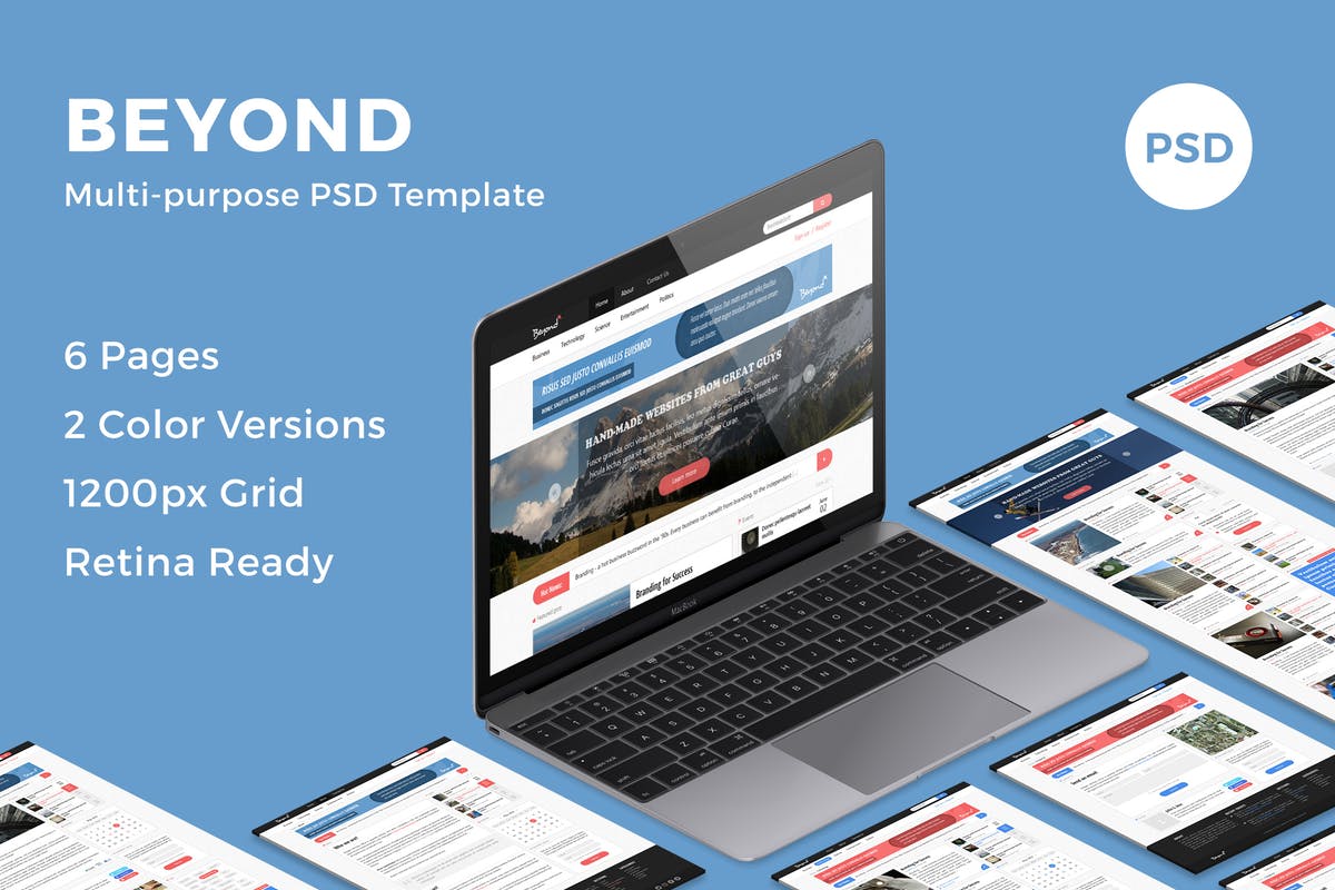 多用途在线杂志博客网站设计PSD模板 Beyond – Multi-purpose PSD Template插图