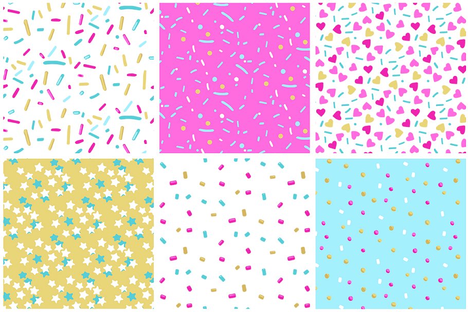 多彩糖粒和甜甜圈图案纹理 Sprinkles & Donuts Patterns插图(5)