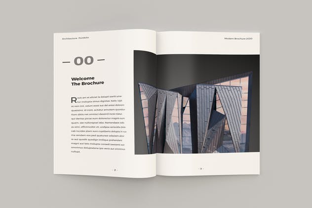 极简主义建筑作品集设计手册免费模板 Minimal Architecture Brochure插图(3)