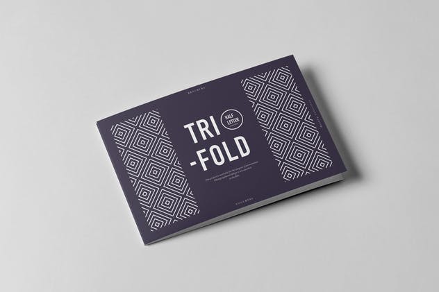 三折页长方形小册子传单样机 Tri-Fold Half Letter Horizontal Brochure Mock-up插图(1)
