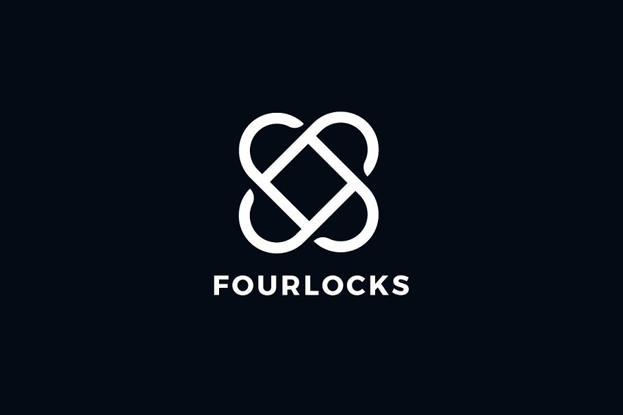 交叉环形跑道图形Logo模板 Four Locks Logo Template插图