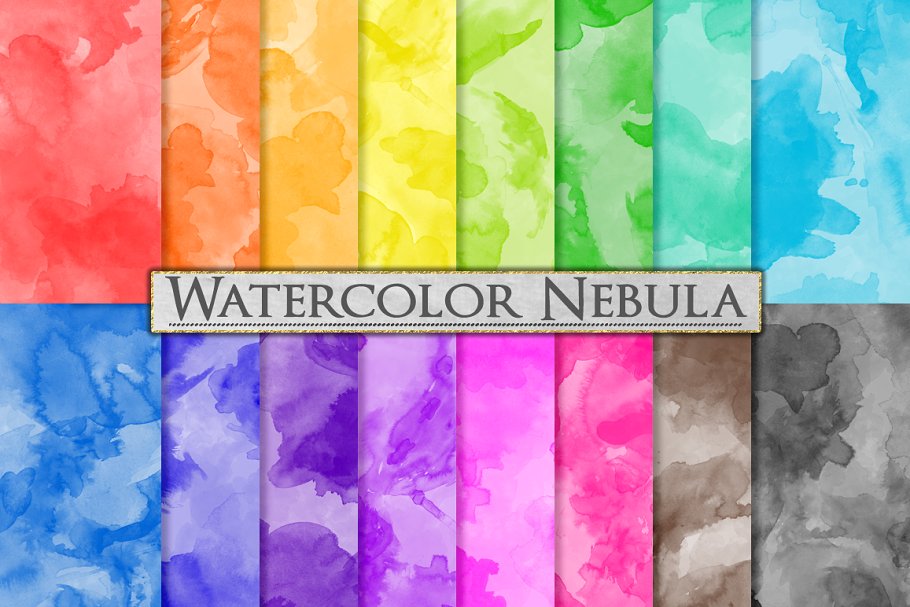 色彩斑斓星云水彩纸张纹理 Watercolor Textures – Paint Splatter插图