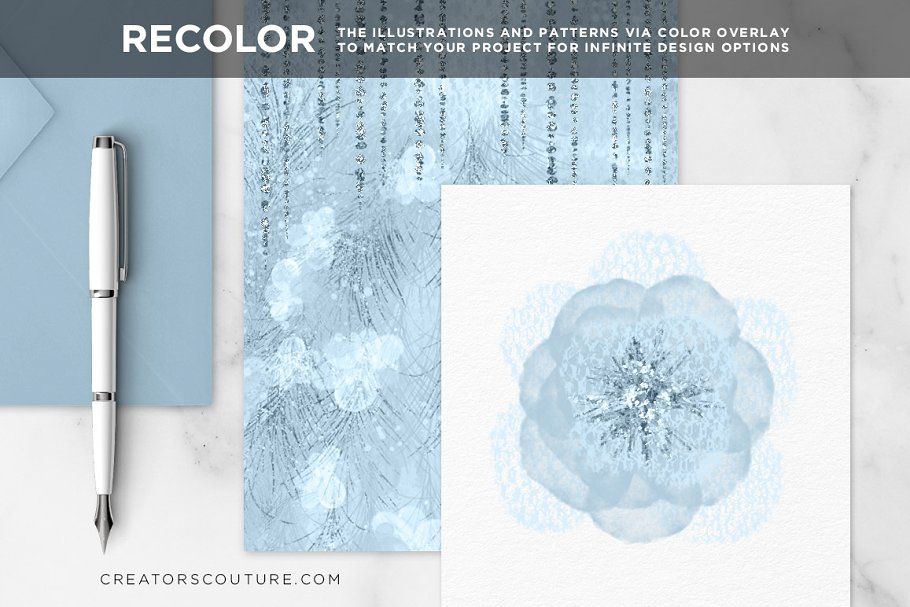 羽饰花卉设计套装 Feathery Flowers Couture Design Kit插图(5)