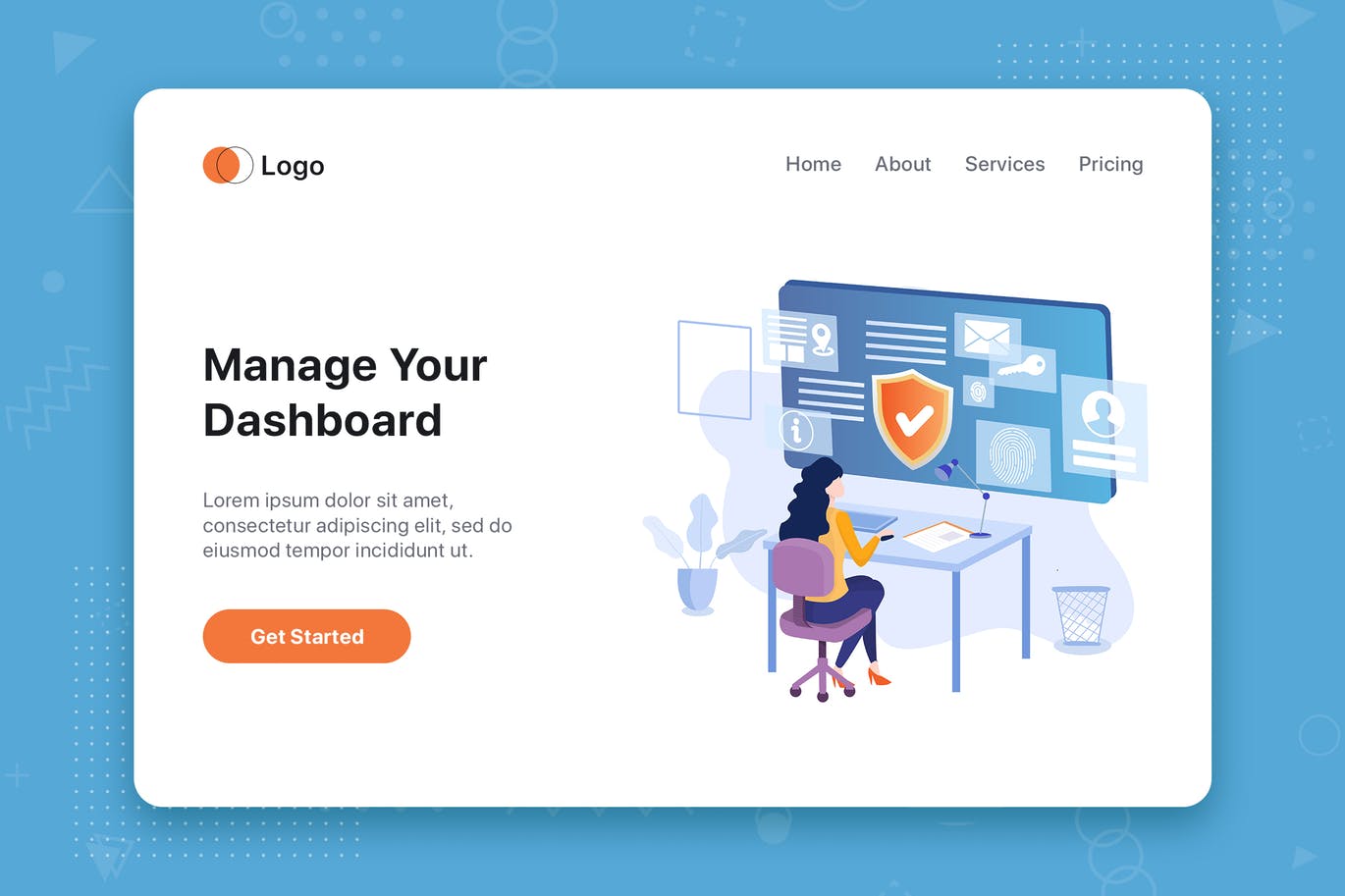 CMS系统主题网站首页设计概念插画 Manage your dashboard concept for Landing page插图