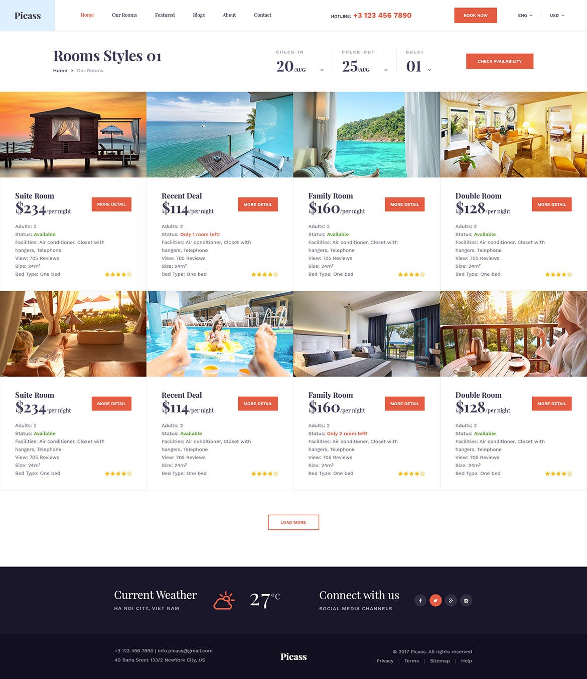酒店预订网站设计PSD模板 Picass | Hotel PSD Templates插图(4)