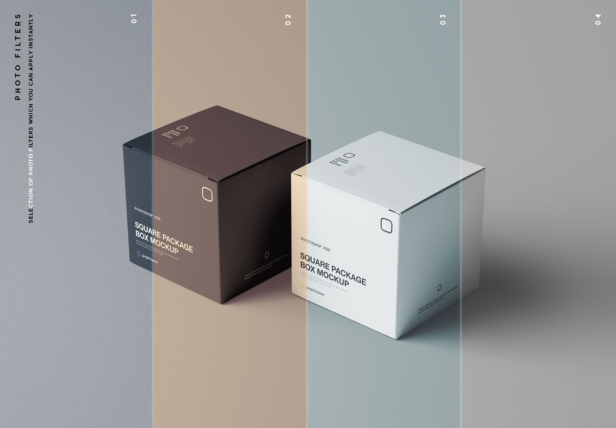 方形包装盒设计效果图样机模板 Square Package Box Mockup插图(8)