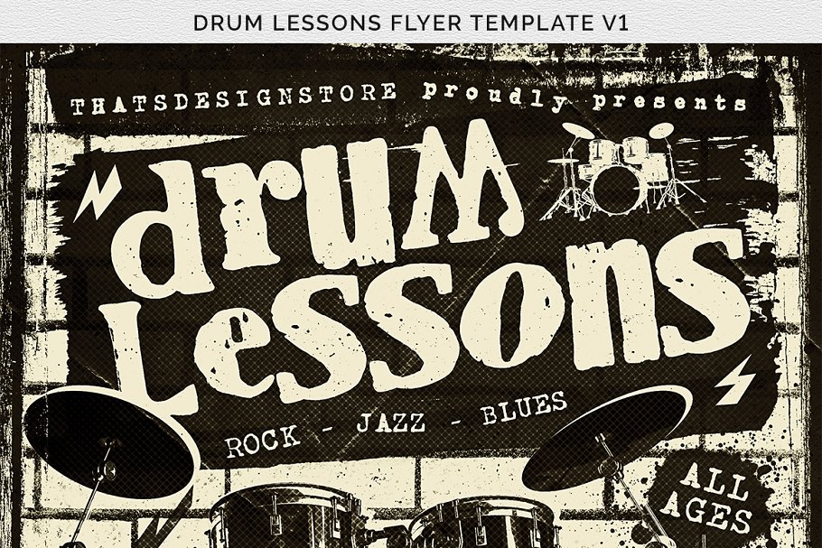 架子鼓演奏乐队表演宣传PSD模板V1 Drum Lessons Flyer PSD V1插图(11)
