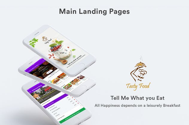 大众点评美团美食点餐手机APP应用UI套件 Tasty Food-Online Food Order Mobile App UI Kit插图(2)