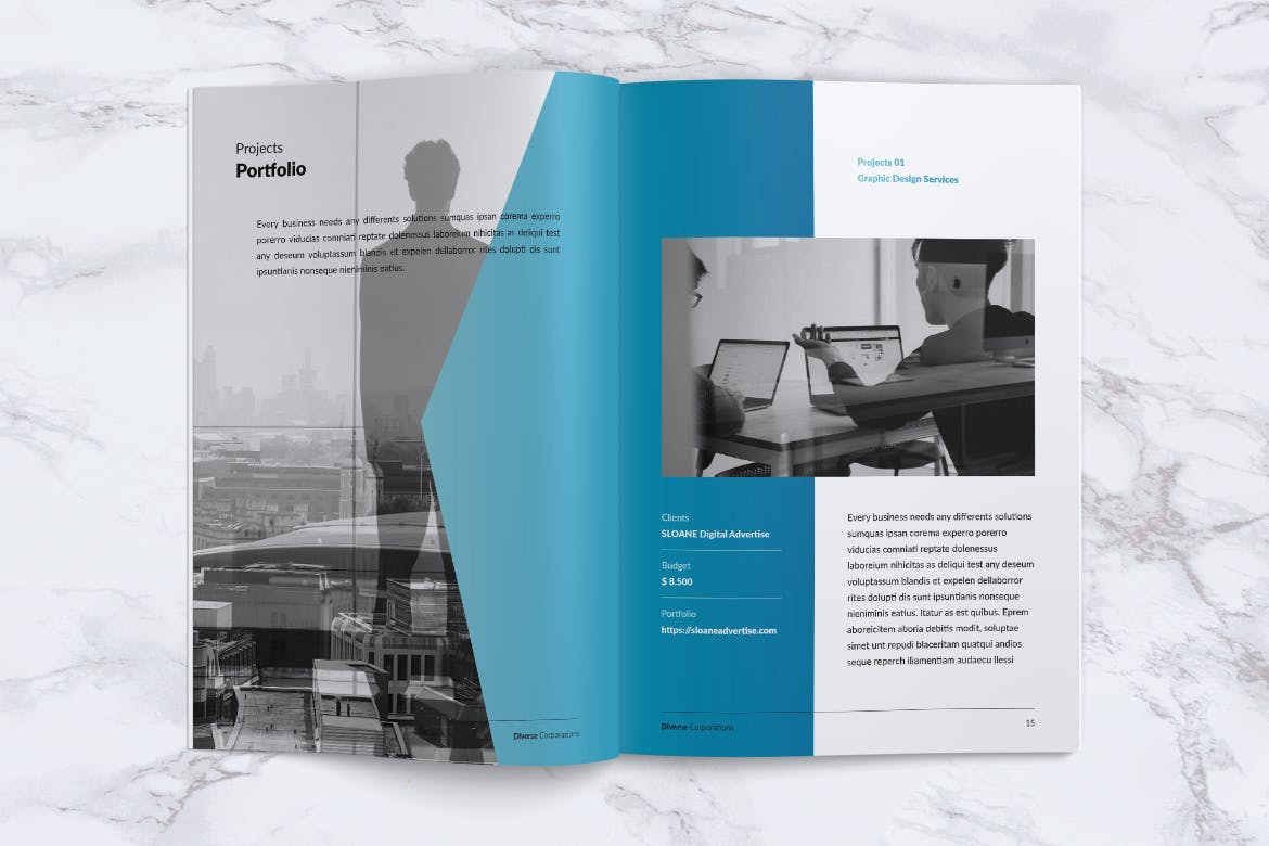 多元化大型公司简介企业画册设计模板 DIVERSE Professional Company Profile Brochures插图(7)