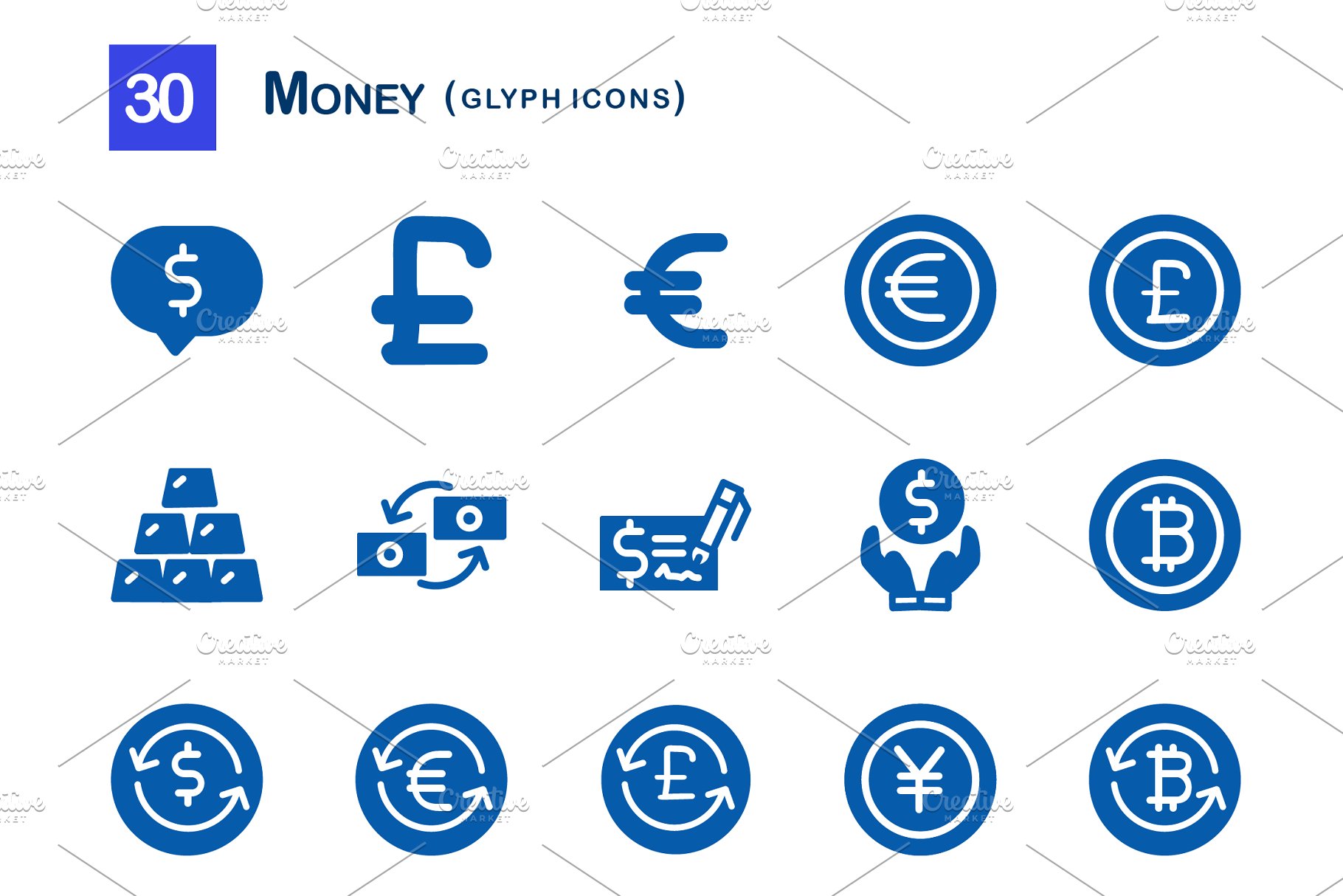 30枚投资金融网站APP字体图标  30 Money Glyph Icons插图(1)