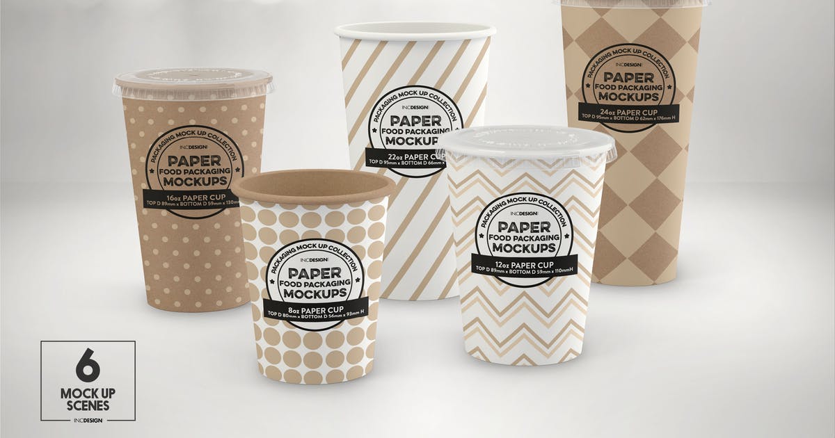 冷饮纸杯包装设计样机模板 Paper Cold Drink Cups Packaging Mockup插图