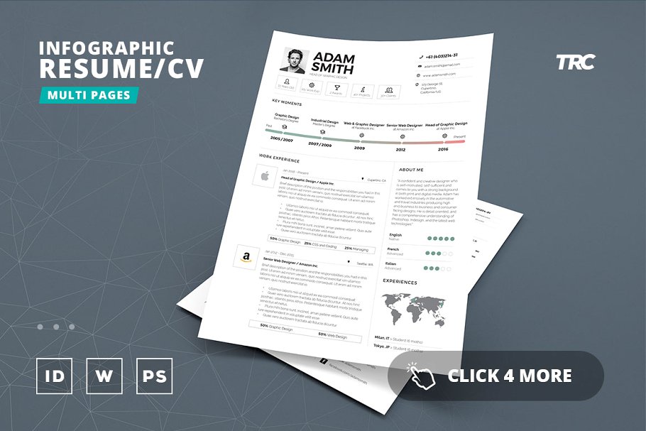 经典信息图表简历模板V9 Infographic Resume/Cv Template Vol.9插图(1)