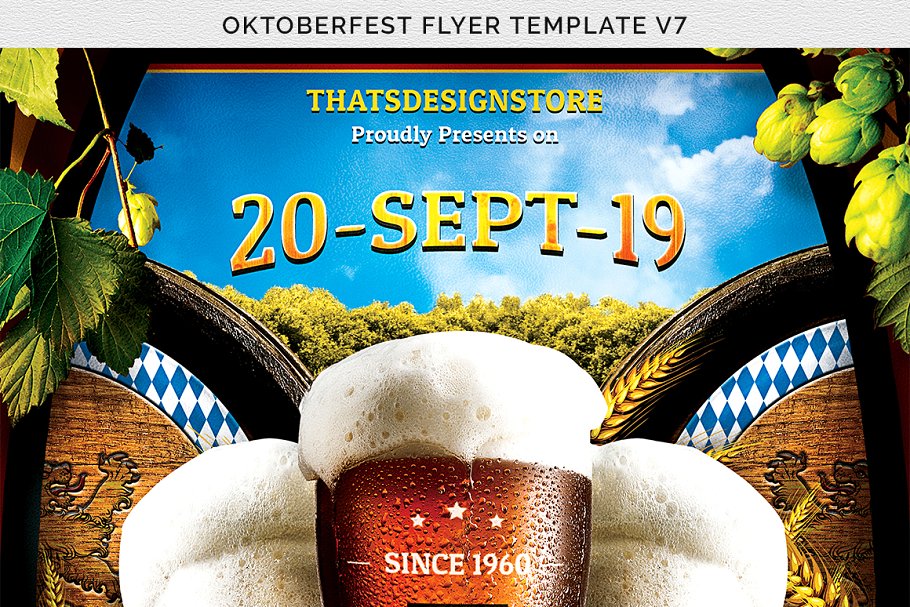 啤酒节活动宣传海报传单设计PSD模板v7 Oktoberfest Flyer PSD V7插图(6)