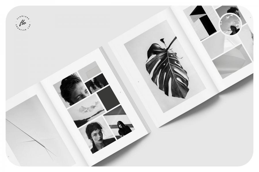 SUNDAY时尚黑白摄影图册设计模板插图(2)
