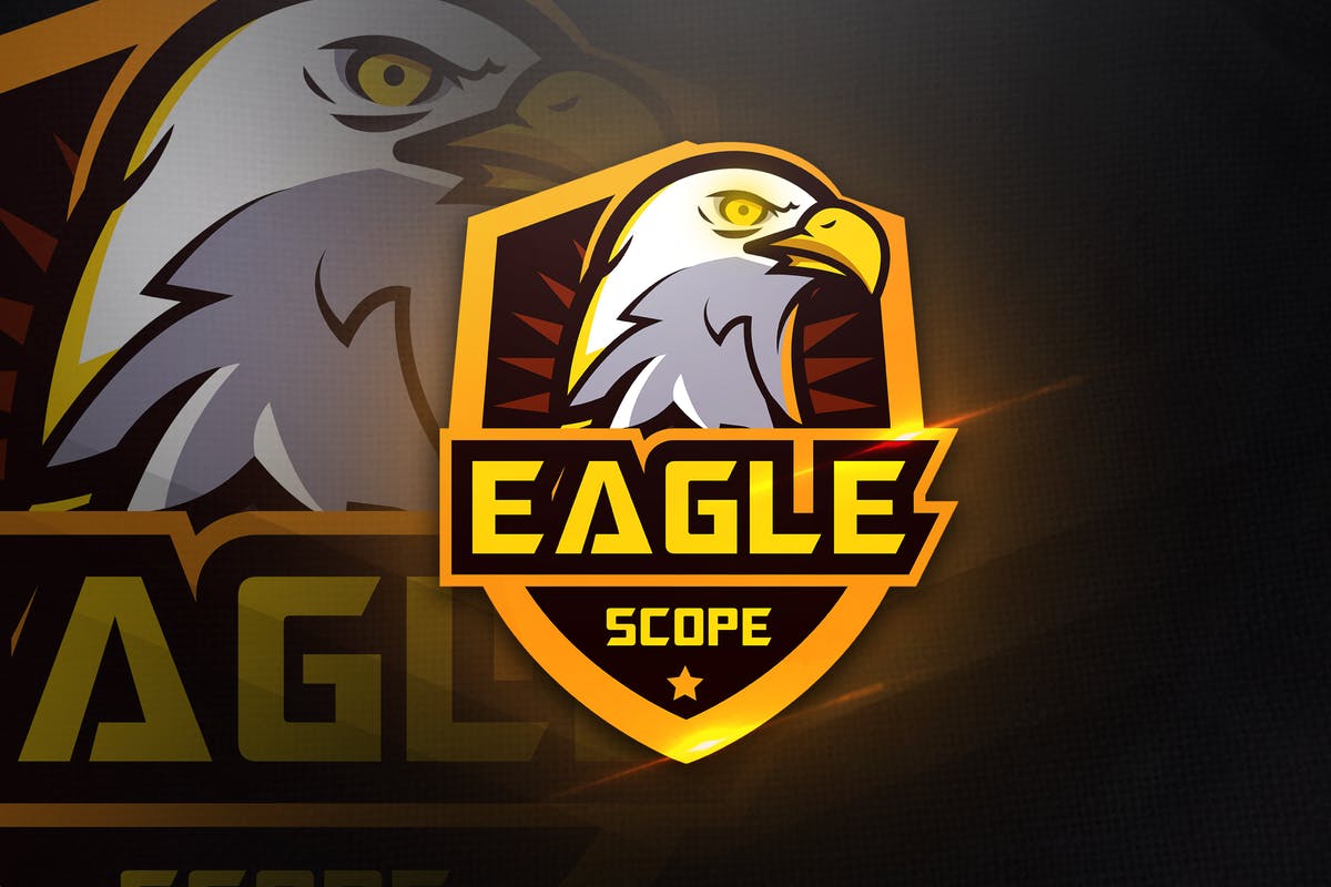 鹰头图形电子竞技俱乐部Logo设计模板 Eagle Scope – Mascot & Esport Logo插图