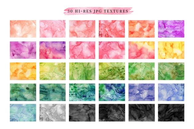 30款彩色水彩纹理背景素材合集 Colorful Watercolor texture backgrounds插图(4)