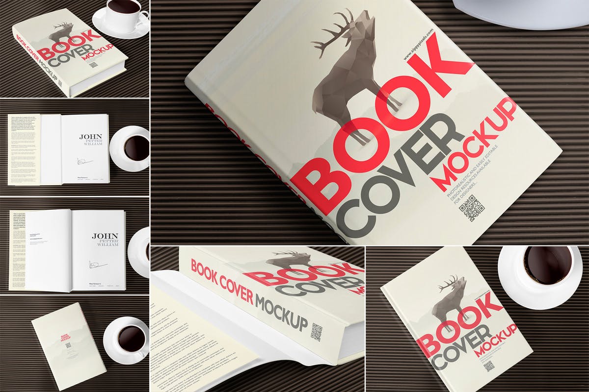 7款精装图书封面及版式设计样机 7 Book Mockups插图