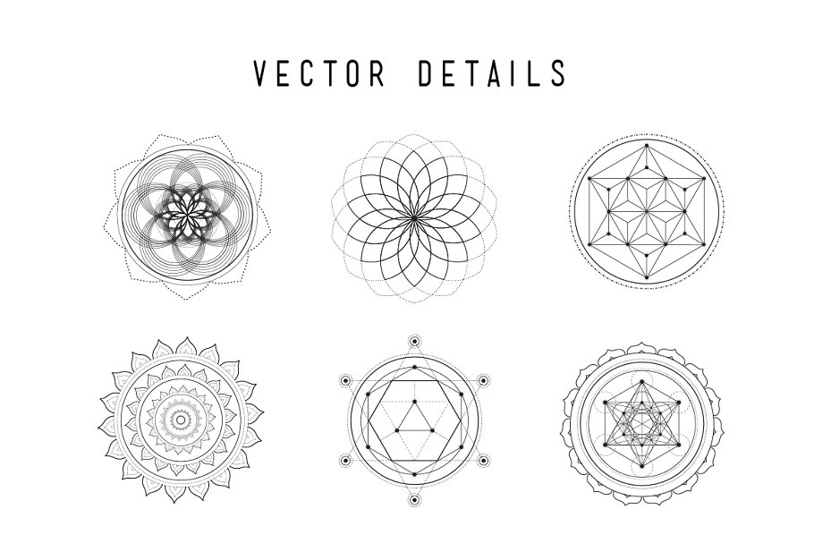 神圣宗教几何图形矢量素材包 Sacred Geometry Vector Pack Vol. 6插图(2)