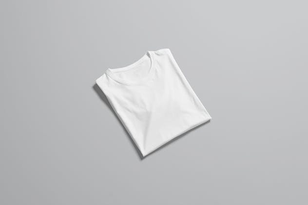 男模特圆领白色T恤服装样机 T-Shirt Mock-Up / Crew Neck Male Model Edition插图(7)