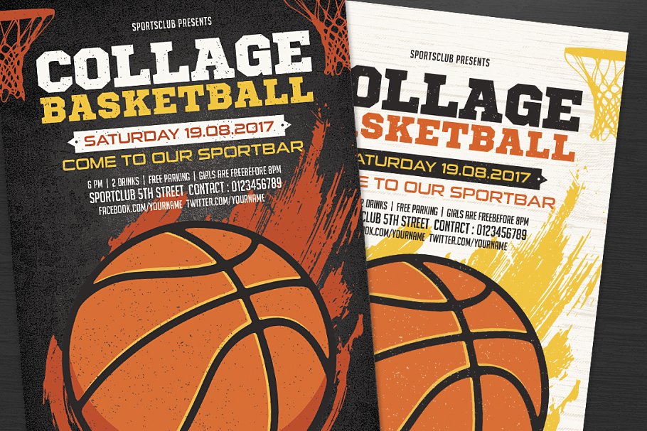 篮球比赛体育运动宣传单单页模板 Basketball Flyer Template插图(1)