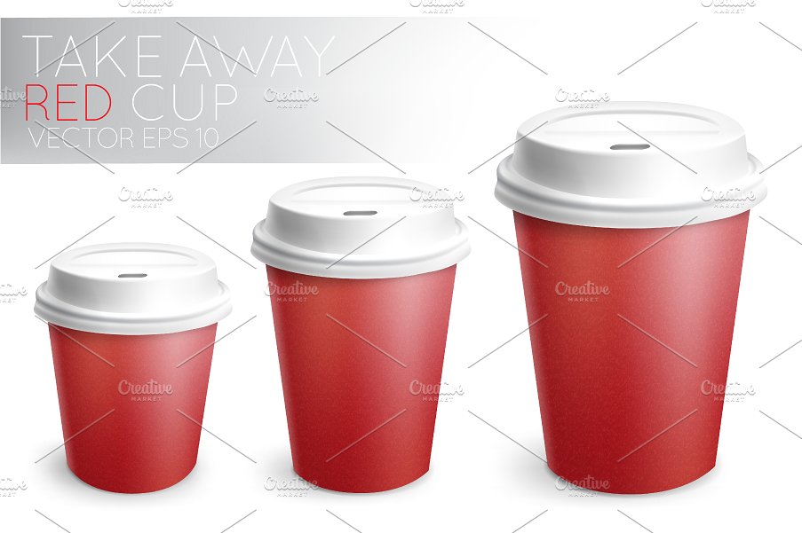 3D白色热饮纸杯样机模板 Takeaway cup插图(4)