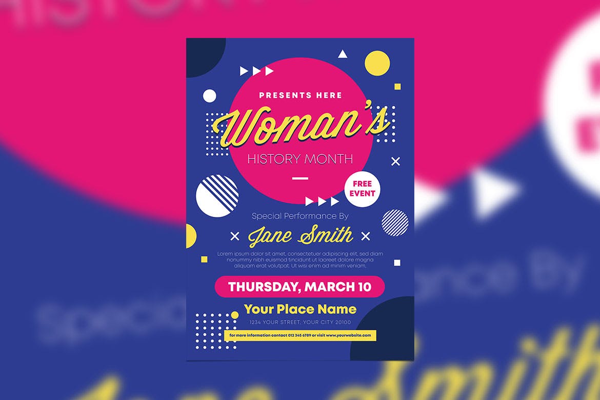 妇女节女性主题活动海报传单设计模板 Women’s History Month插图(1)