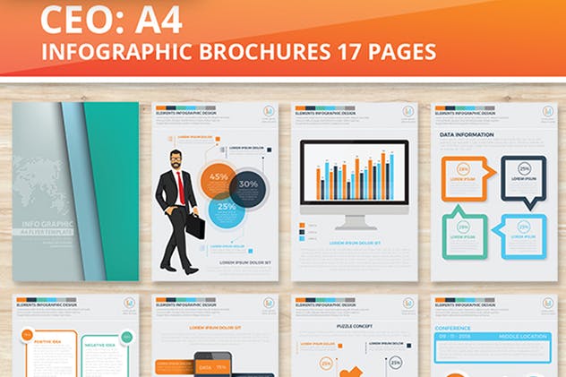 商业数据分析信息图表元素市场分析报告设计模板 CEO Infographics Design 17 Pages插图(6)