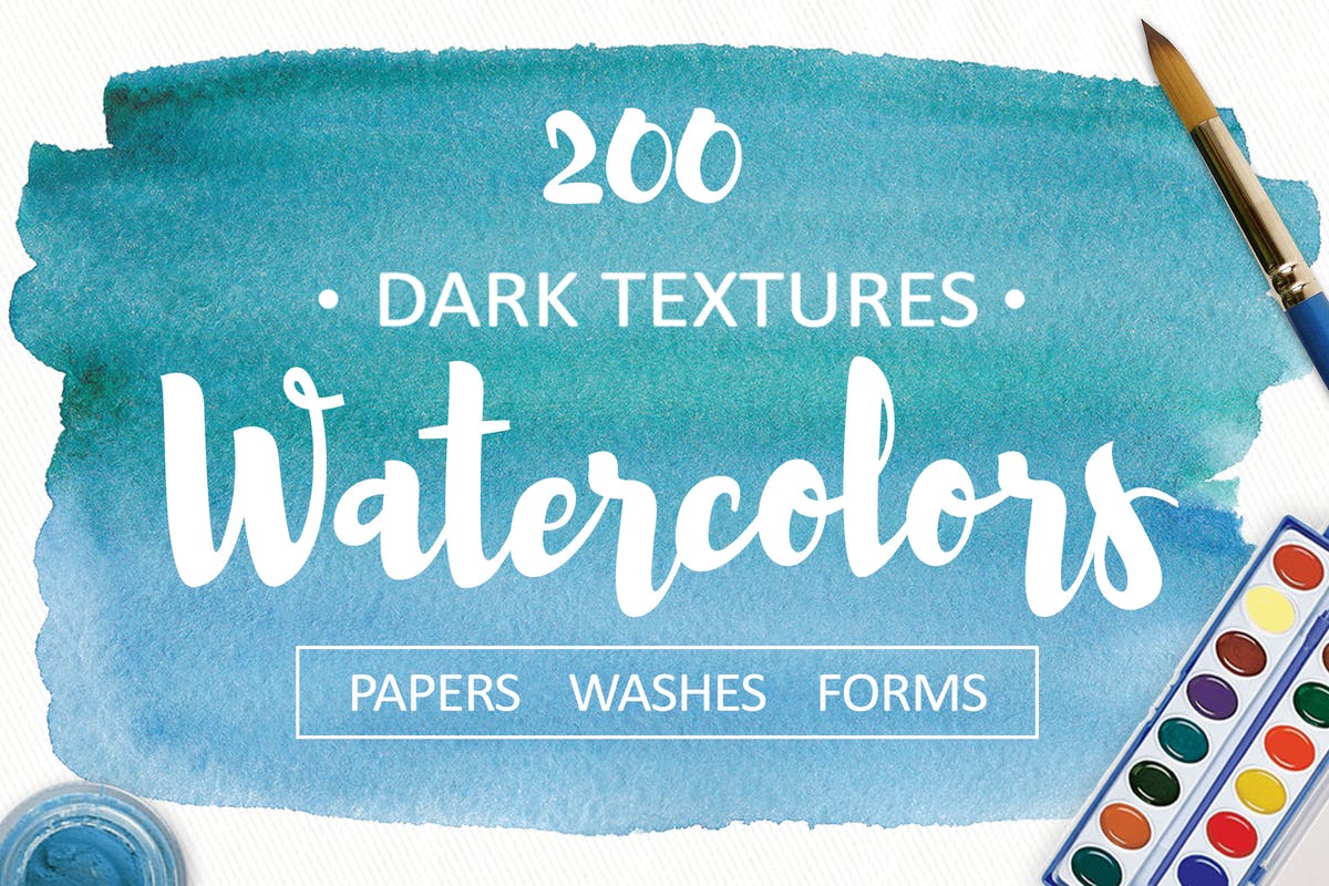 200款水彩纹理设计师套件 200 Watercolor textures bundle插图