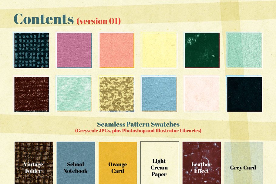复古做旧风格纸张纹理 Paper Textures and Seamless Patterns插图(1)