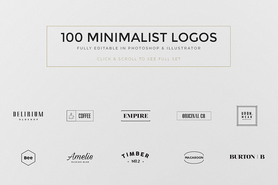 100个小微Logo模板及80个版式Logo模板 100 Minimal Logos + BONUS插图(3)