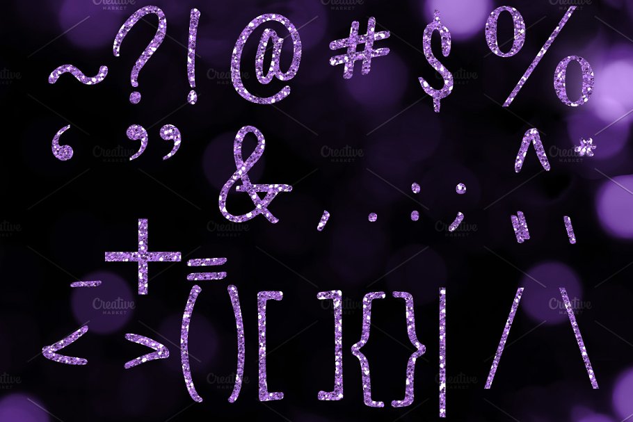 紫色闪光字母剪贴画 Purple Glitter Alphabet Clip Art插图(2)