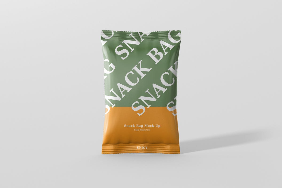 小吃/零食塑料袋包装外观设计样机 Snack Foil Bag Mockup插图